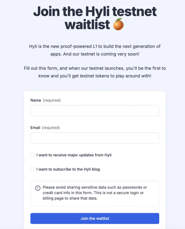 HYLI whitelist joining form