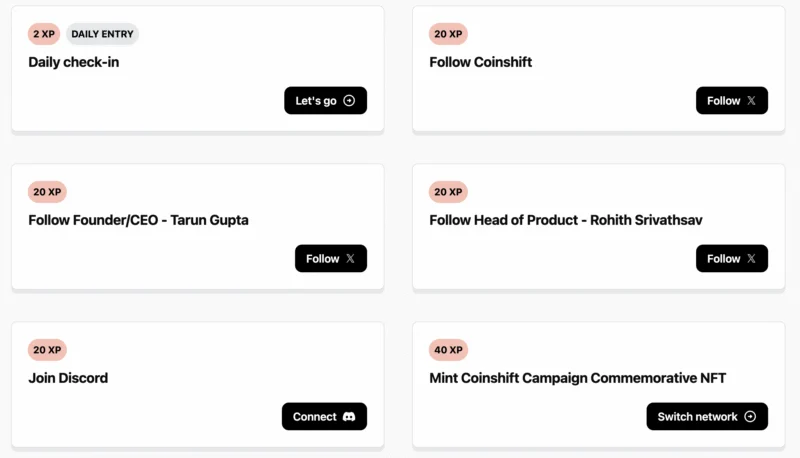 Coinshift task